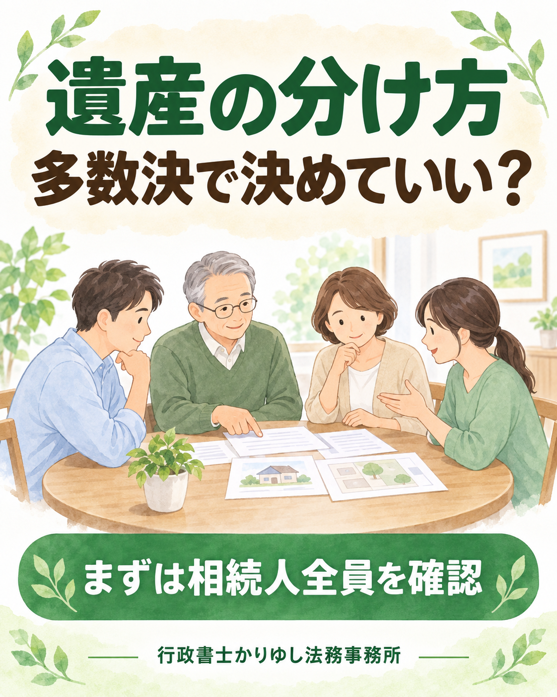 遺産の分け方は多数決で決めていい？家族で話し合う前に確認することの説明用画像