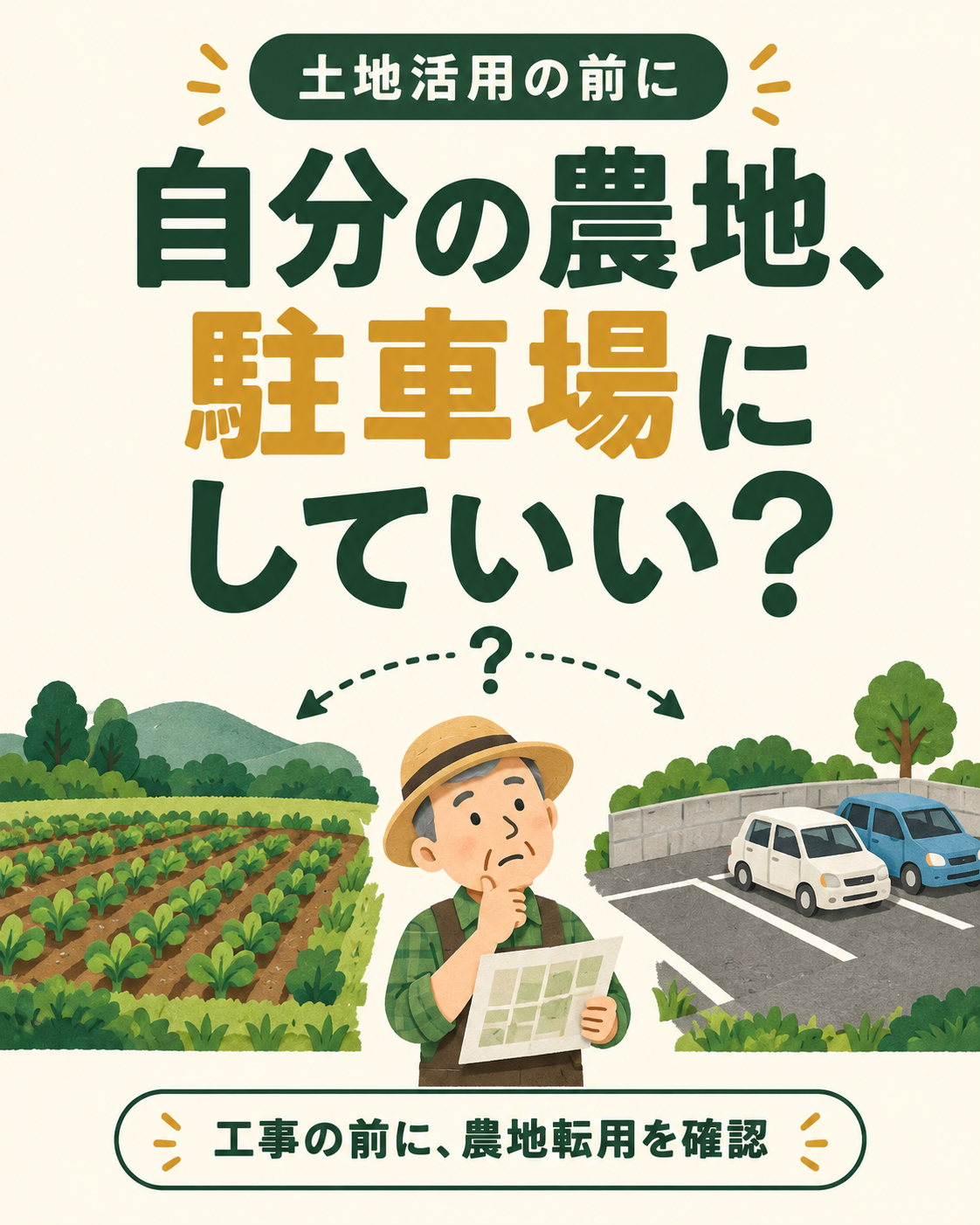 自分の農地なら駐車場にしていい？工事の前に知っておきたい農地転用の説明用画像