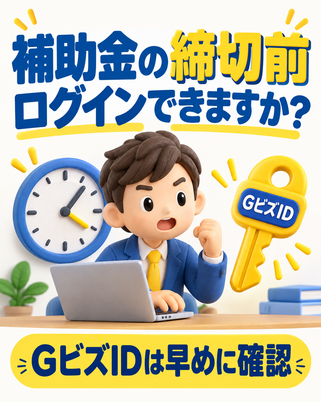 補助金の締切前、ログインできますか？GビズIDで先に確認したいことの説明用画像
