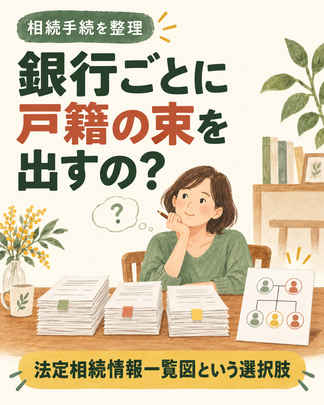 銀行ごとに戸籍の束を出すの?法定相続情報一覧図で相続手続きを整理する方法の説明用画像