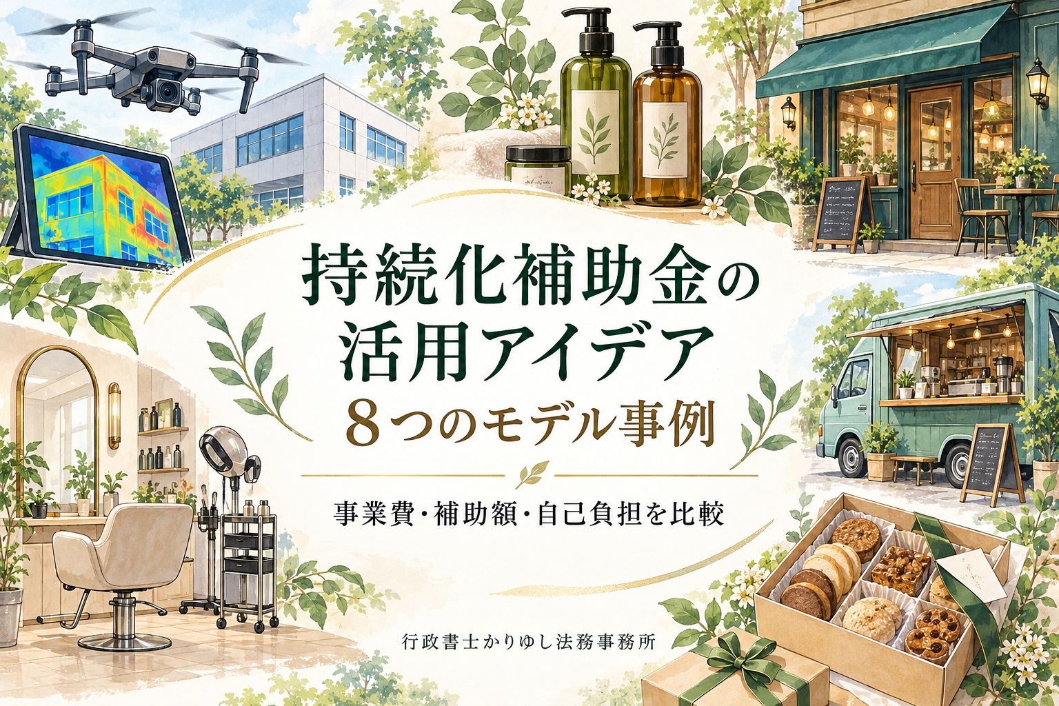 ドローン、新商品開発、飲食店、キッチンカーなど持続化補助金の８つの架空モデル事例