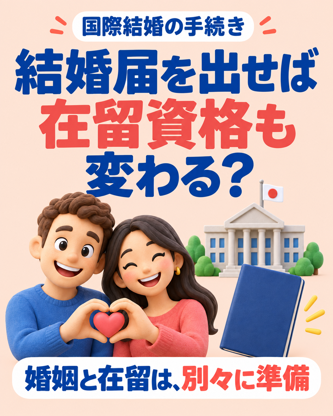 結婚届を出せば在留資格も変わる？国際結婚で分けて準備したい2つの手続きの説明用画像