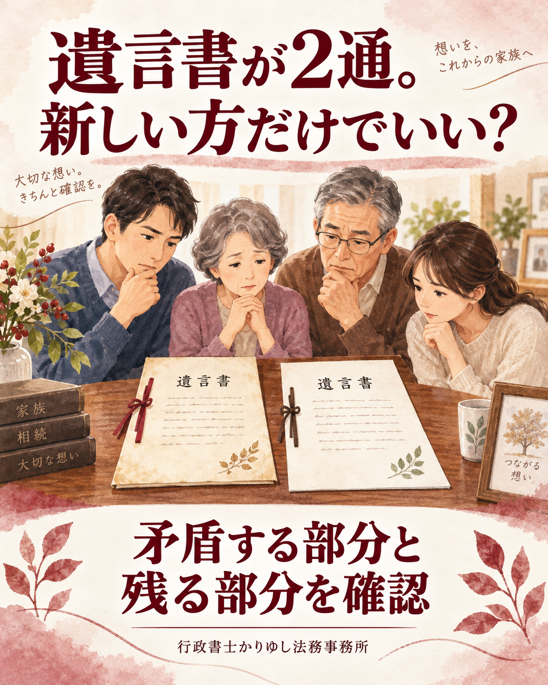 遺言書が2通見つかったら、新しい方だけでいい？日付と内容を分けて確認の説明用画像