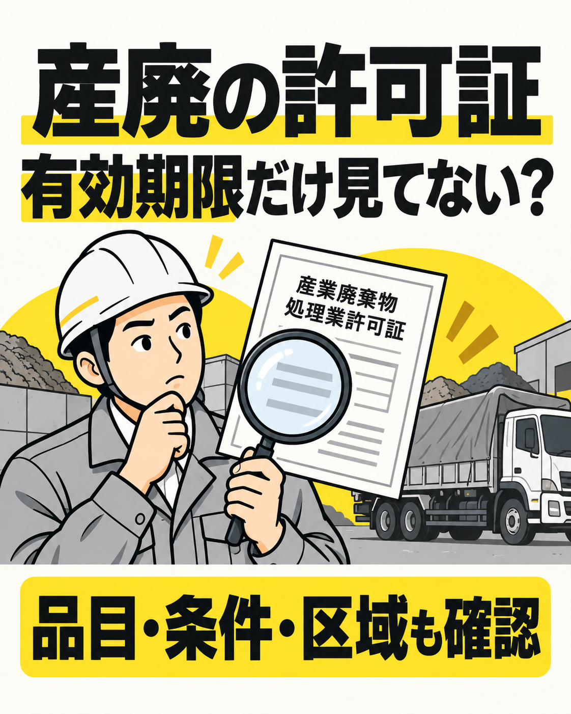 産廃の許可証、有効期限だけ見ていませんか?委託前に確認したい品目と条件の説明用画像