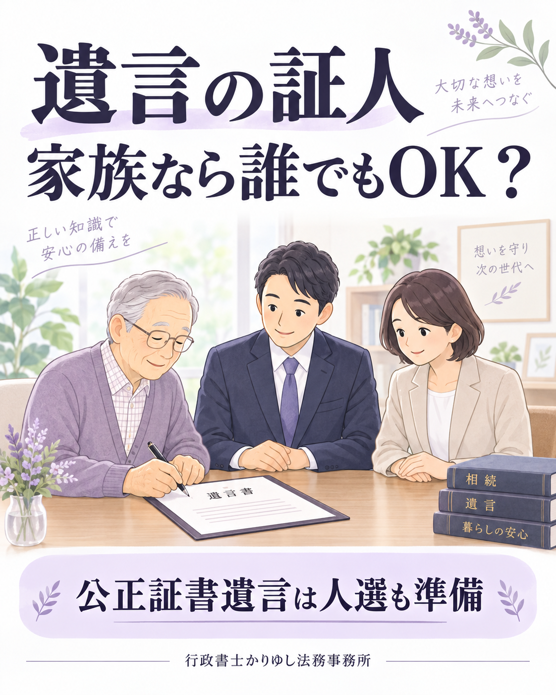 遺言の証人、家族なら誰でもOK?公正証書遺言で先に考えたい人選の説明用画像