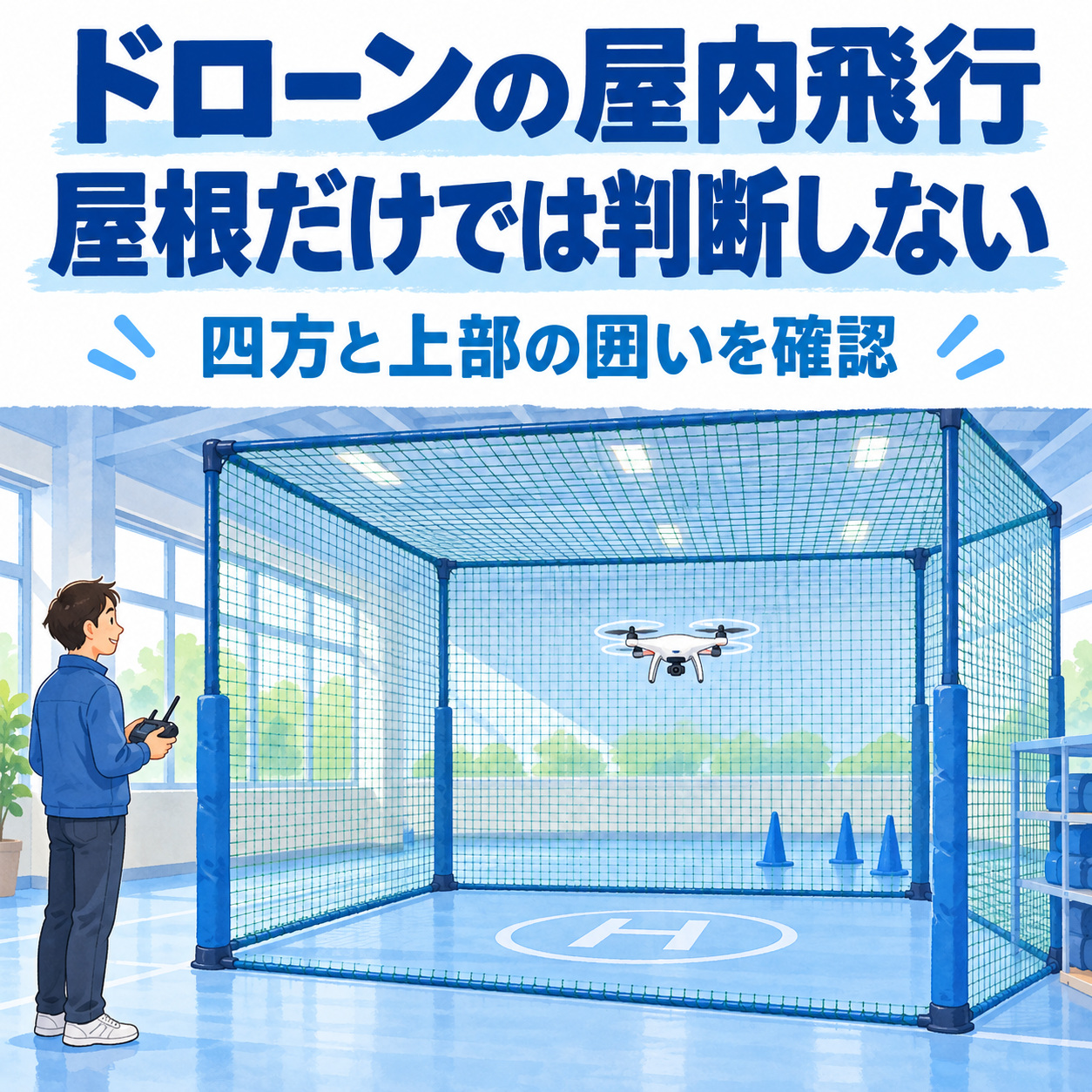 屋根があればドローンは屋内飛行？囲いと開口部を確認しましょうの説明用画像