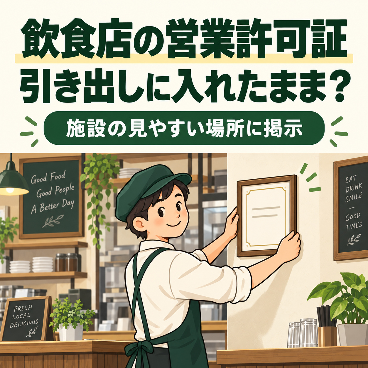 飲食店の営業許可証、引き出しに入れたままになっていませんか？の説明用画像