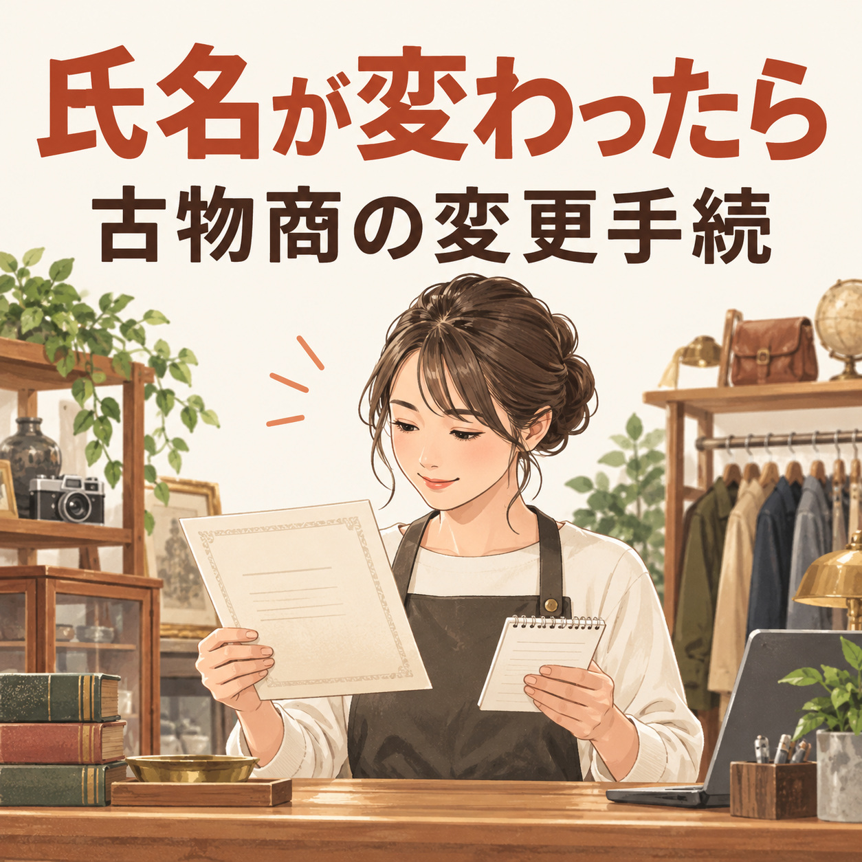 結婚などで氏名が変わったら、古物商許可証も確認。変更届と書換えの準備の説明用画像