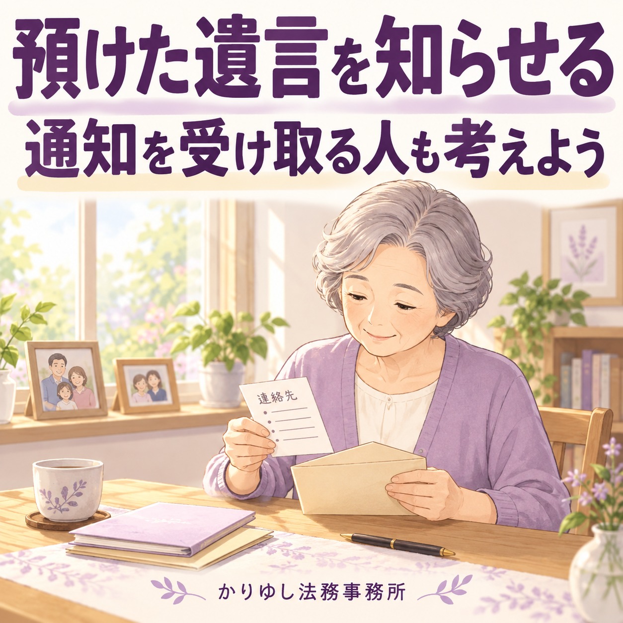 法務局に預けた遺言、家族にはどう伝わる?2種類の通知と受取人の準備の説明用画像
